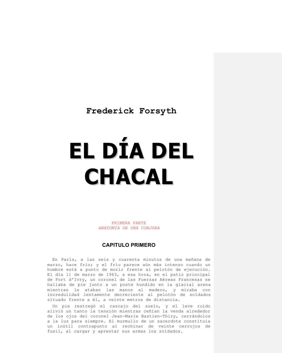 Portada de El día del chacal